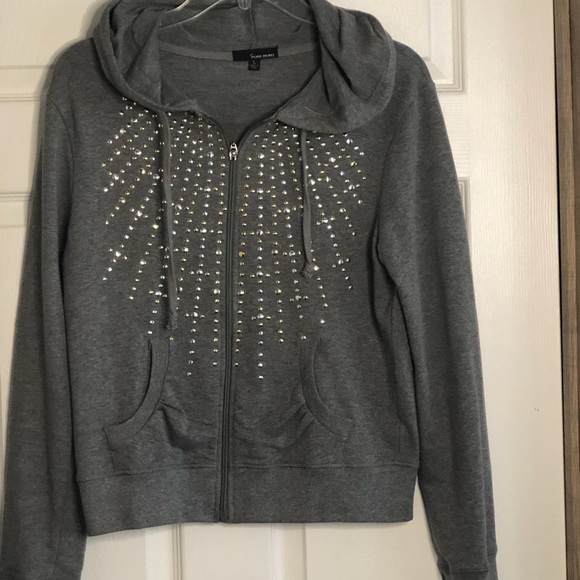 Pure Rebel Sweatshirt Jacket With Hoodie And With Silver And Gold Brads - Picture 4 of 7